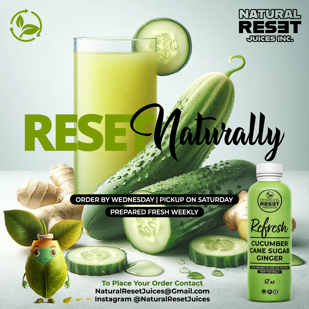 Refresh: Cucumber & Ginger Blend (355ml)