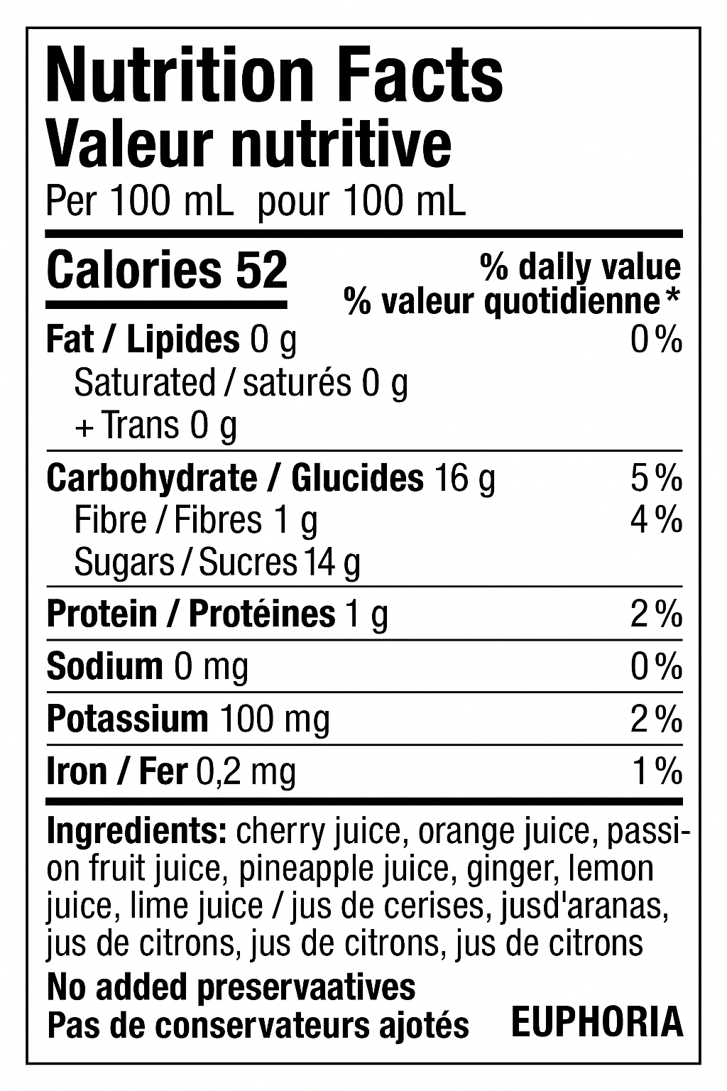 Euphoria: Tropical Fruit Blend (355ml)