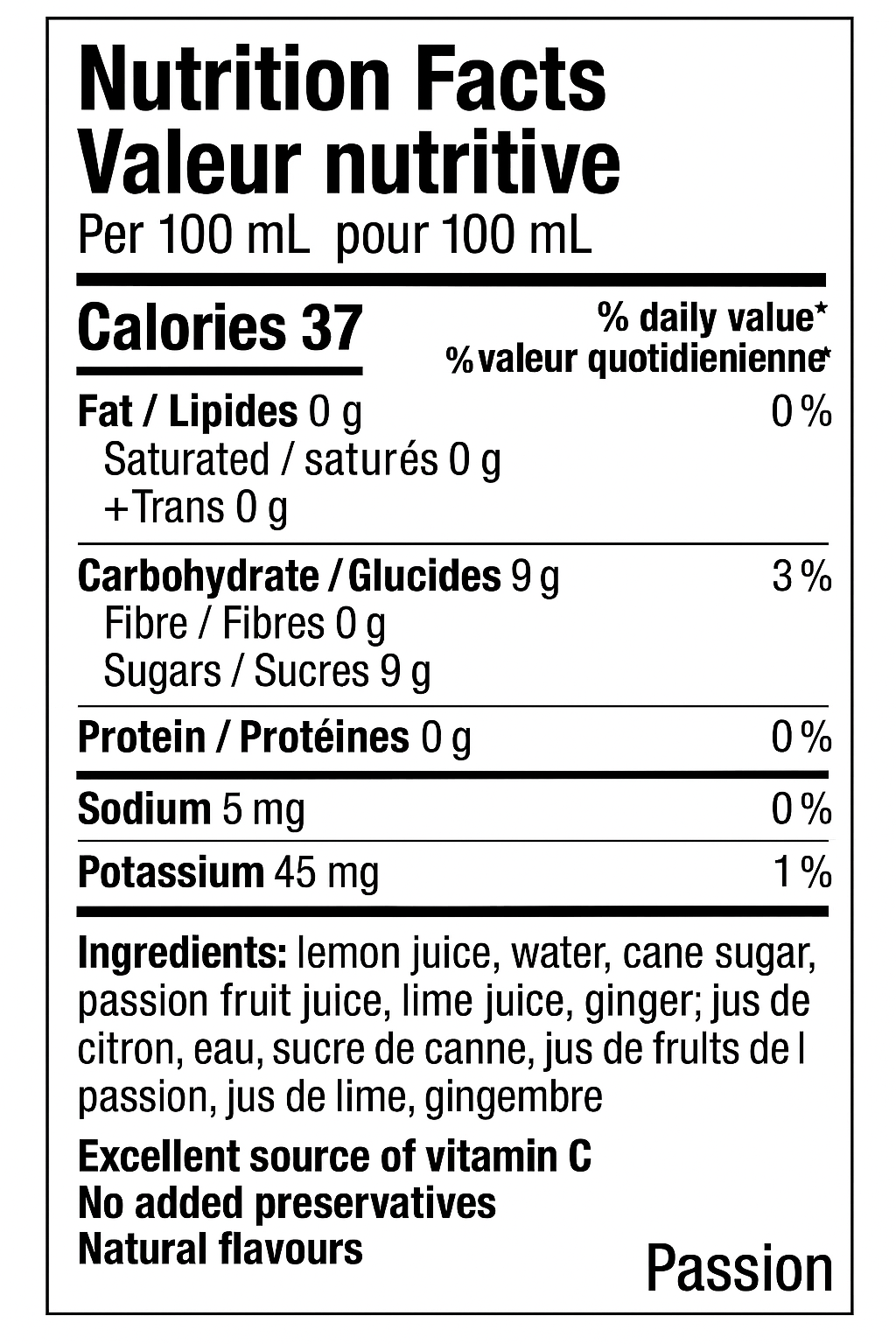 Passion: Passion Fruit Lemonade (355ml)
